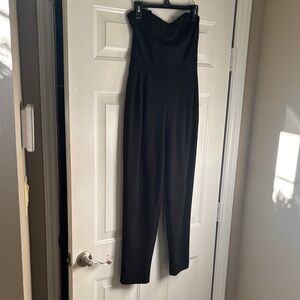 Fashion Nova Black Strapless Wide-Leg Jumpsuit